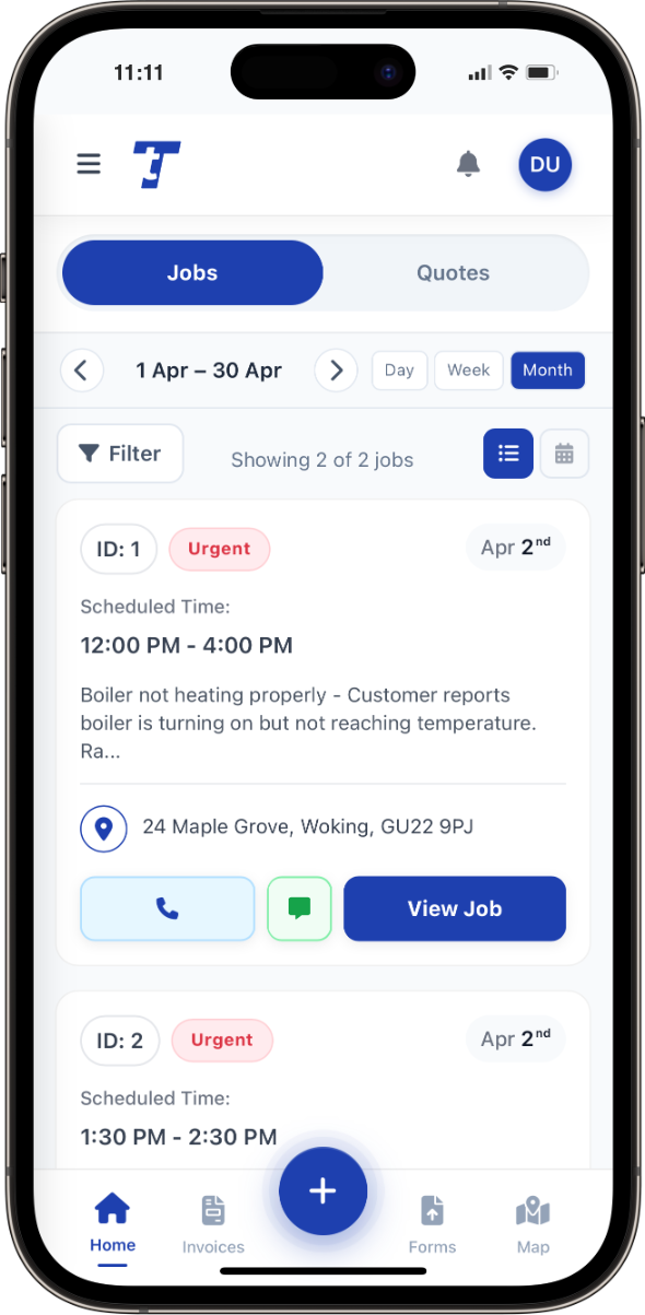 Electrician using Total Tradesmen for job management on site